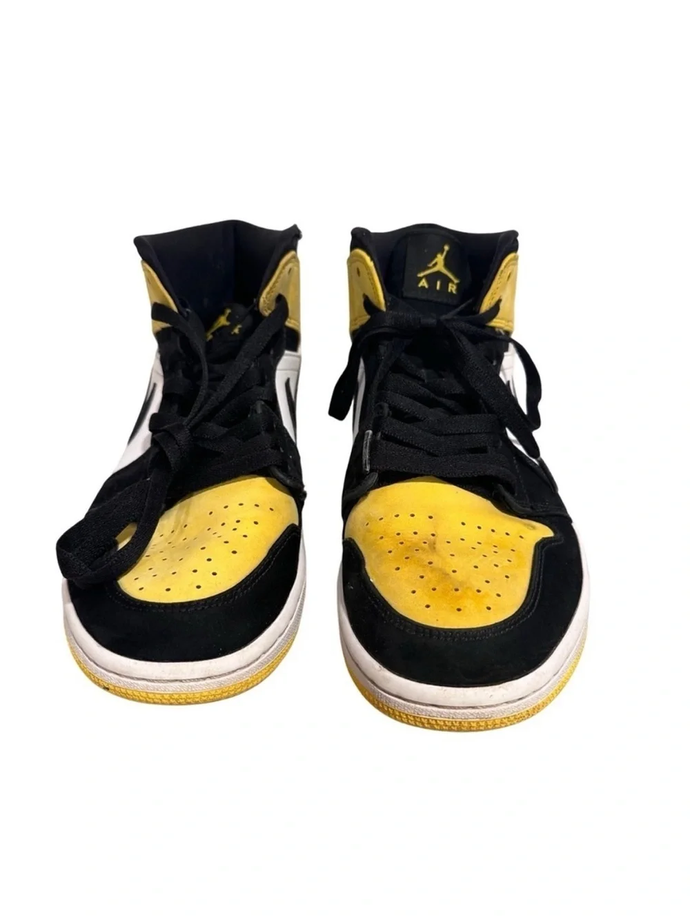 Air Jordan 1 Mid SE Yellow Toe Black Sneakers Retro Special Edition- Size US 8.5
